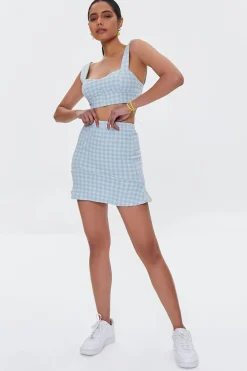 Gingham Crop Top & Mini Skirt Set