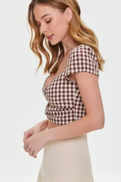 Gingham Cutout Crop Top
