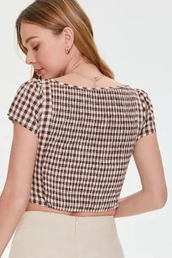 Gingham Cutout Crop Top