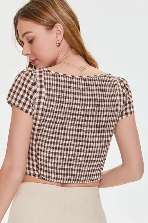 Gingham Cutout Crop Top