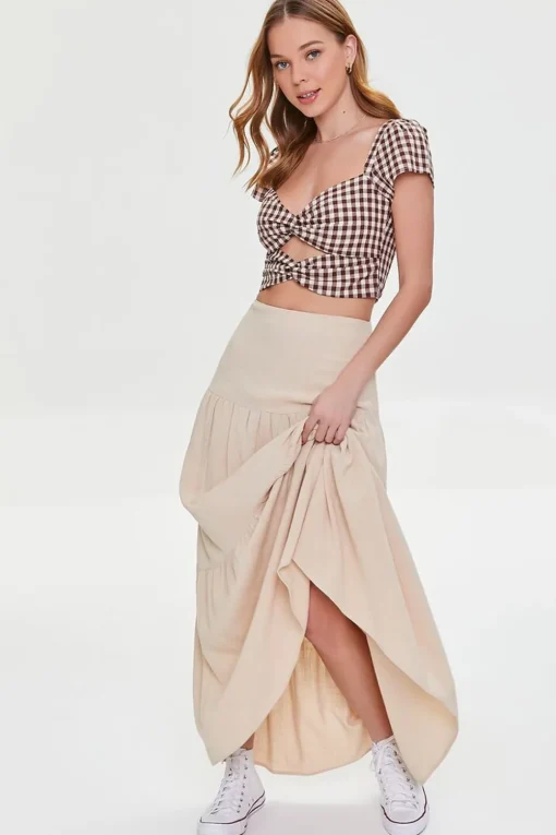Gingham Cutout Crop Top