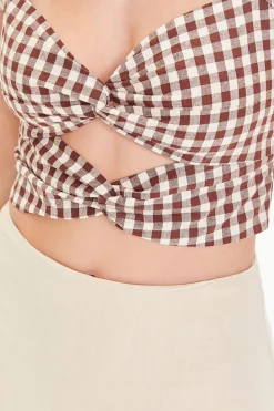 Gingham Cutout Crop Top