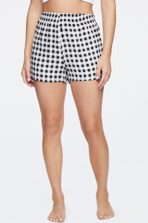 Gingham High-Rise Pajama Shorts