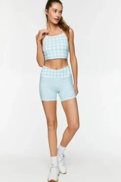 Gingham Longline Sports Bra