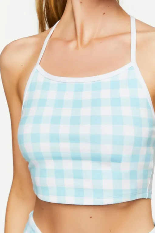 Gingham Longline Sports Bra