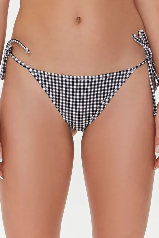 Gingham String Bikini Bottoms