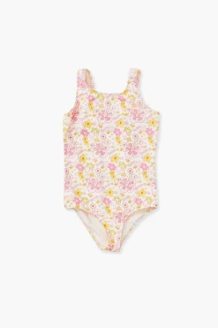 Girls Barbie® Floral One-Piece Swimsuit (Kids)