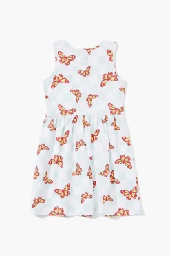 Girls Butterfly Checkered Dress (Kids)