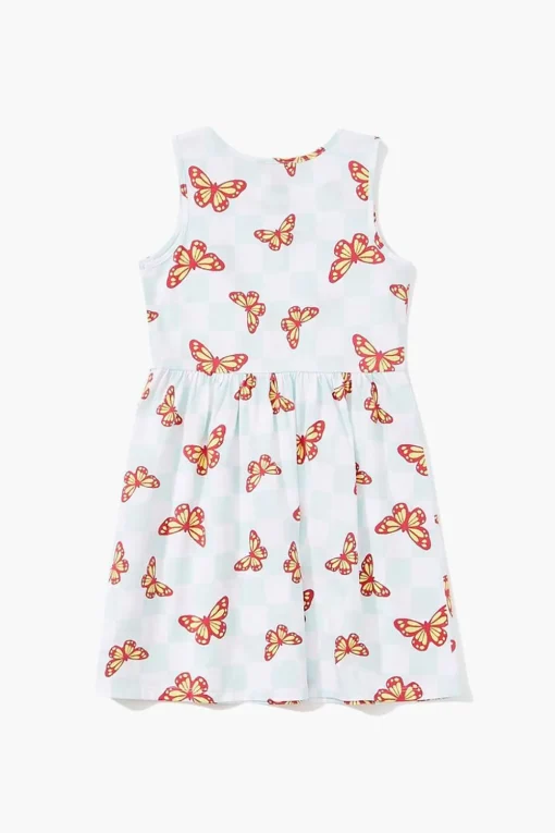 Girls Butterfly Checkered Dress (Kids)