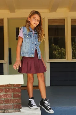 Girls Button-Up Denim Vest (Kids)