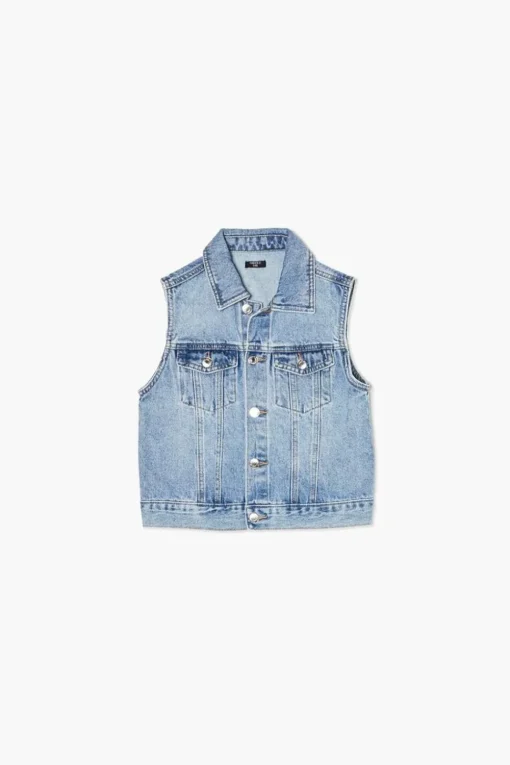Girls Button-Up Denim Vest (Kids)