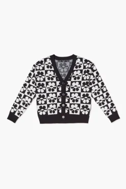 Girls Checkered Floral Cardigan Sweater (Kids)