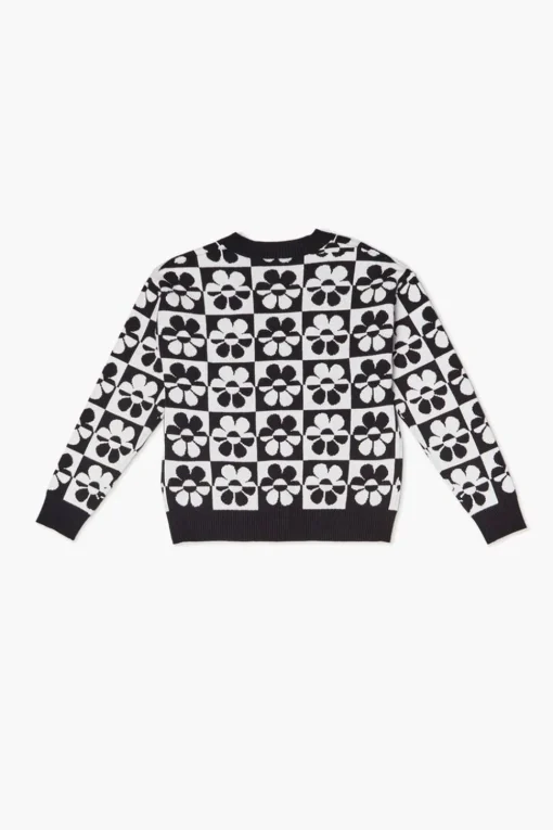 Girls Checkered Floral Cardigan Sweater (Kids)
