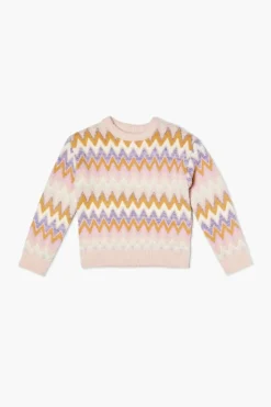 Girls Chevron Fuzzy-Knit Sweater (Kids)