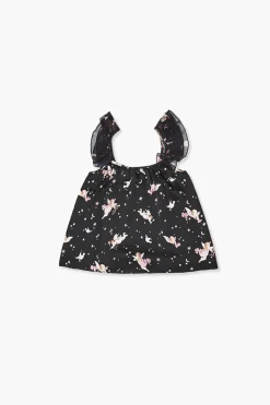 Girls Cupid Print Ruffle-Strap Top (Kids)