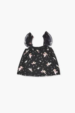 Girls Cupid Print Ruffle-Strap Top (Kids)