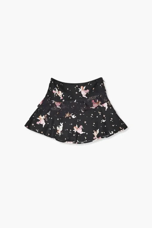 Girls Cupid Print Skater Skirt (Kids)