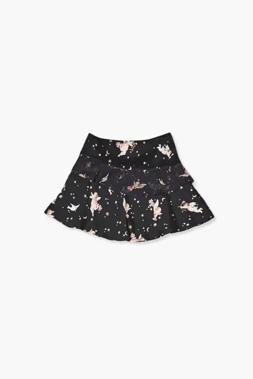 Girls Cupid Print Skater Skirt (Kids)