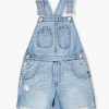 Girls Denim Overall Shorts (Kids)