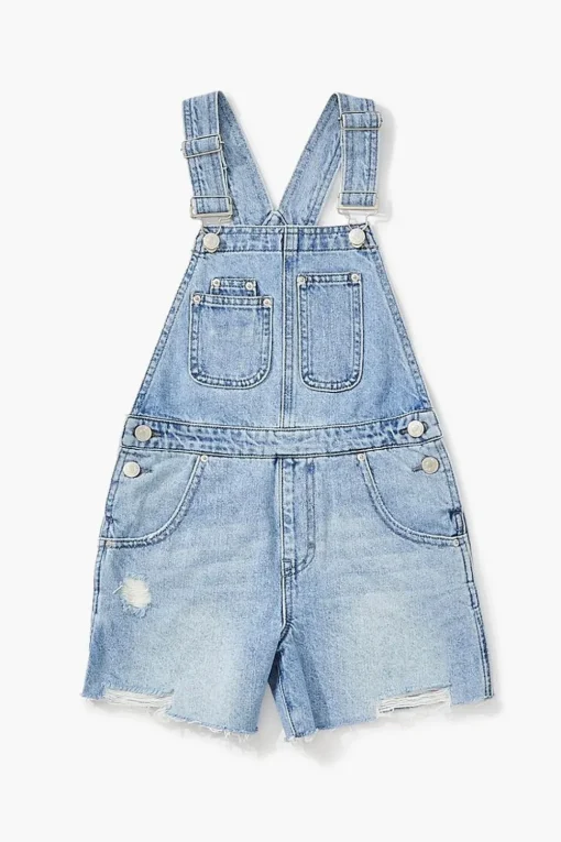 Girls Denim Overall Shorts (Kids)