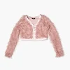 Girls Faux Feather Open-Front Jacket (Kids)