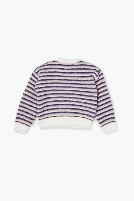 Girls Fuzzy Flower Graphic Sweater (Kids)