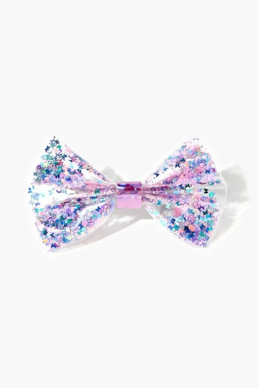 Girls Glittered Confetti Bow Hair Clip (Kids)