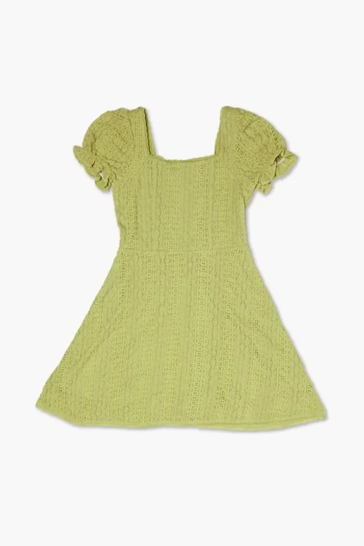 Girls Lace Puff-Sleeve Dress (Kids)