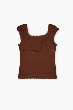 Girls Lace-Trim Cap-Sleeve Top (Kids)