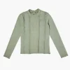 Girls Mock Neck Lettuce-Trim Top (Kids)