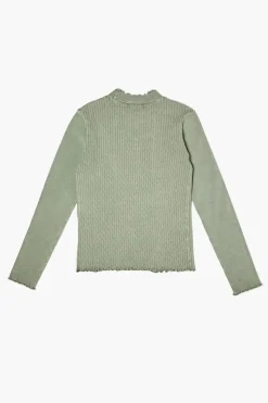 Girls Mock Neck Lettuce-Trim Top (Kids)