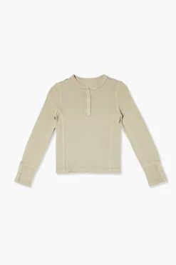 Girls Ribbed Henley Top (Kids)