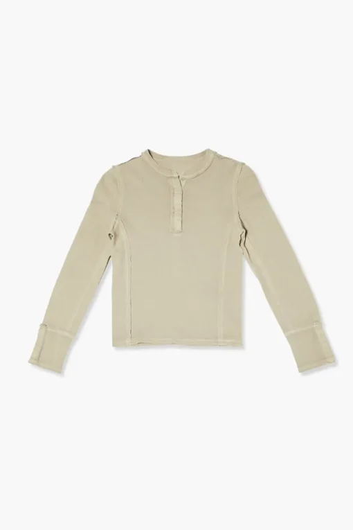 Girls Ribbed Henley Top (Kids)