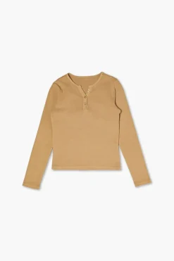 Girls Rib-Knit Henley Top (Kids)