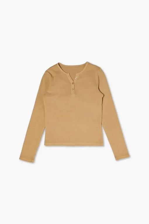Girls Rib-Knit Henley Top (Kids)