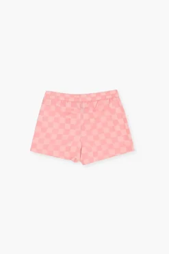 Girls Satin Checkered Shorts (Kids)