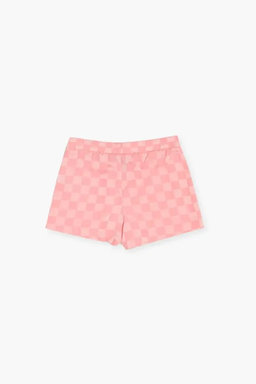 Girls Satin Checkered Shorts (Kids)