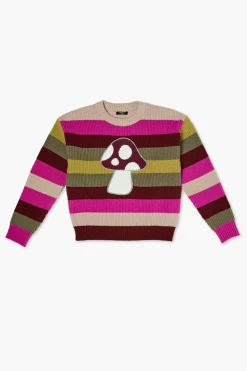 Girls Striped Mushroom Graphic Sweater (Kids)