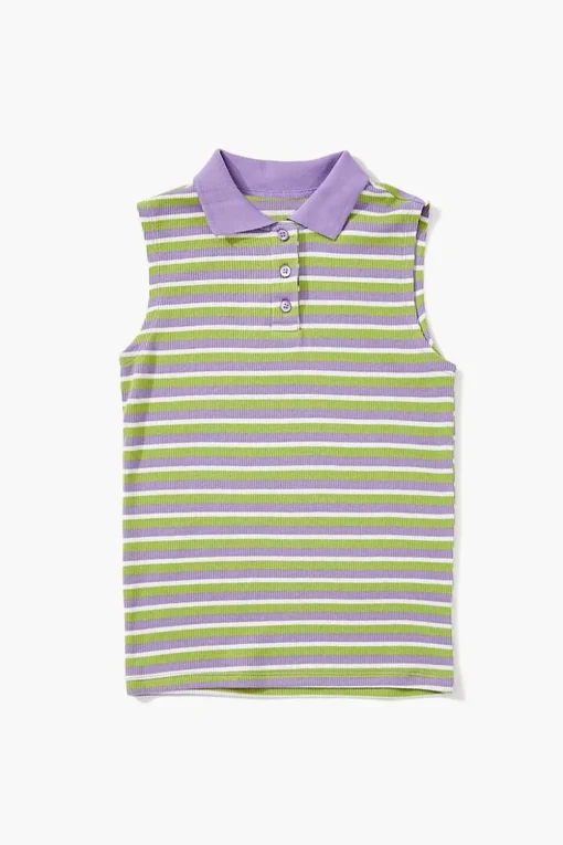 Girls Striped Polo Shirt (Kids)