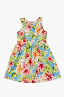 Girls Tropical Print A-Line Dress (Kids)