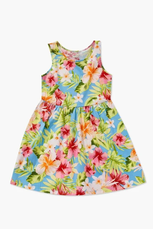 Girls Tropical Print A-Line Dress (Kids)
