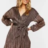 Glitter Knit Mini Wrap Dress