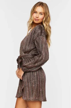 Glitter Knit Mini Wrap Dress