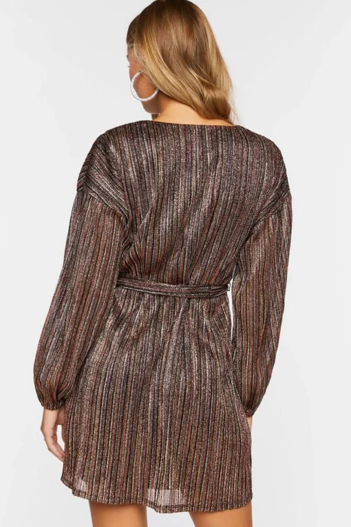 Glitter Knit Mini Wrap Dress
