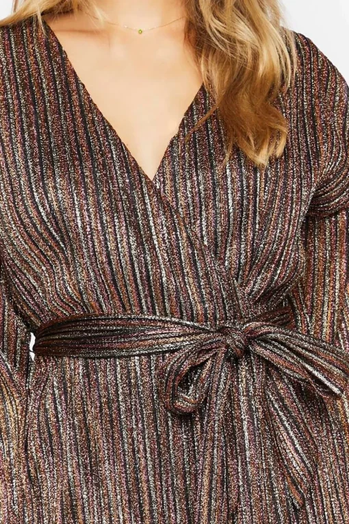 Glitter Knit Mini Wrap Dress