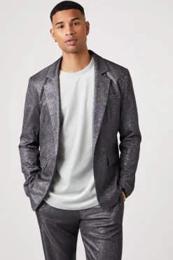Glitter Knit Open-Front Blazer