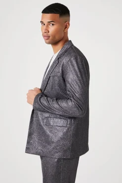 Glitter Knit Open-Front Blazer