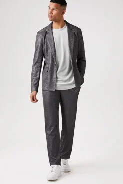 Glitter Knit Open-Front Blazer