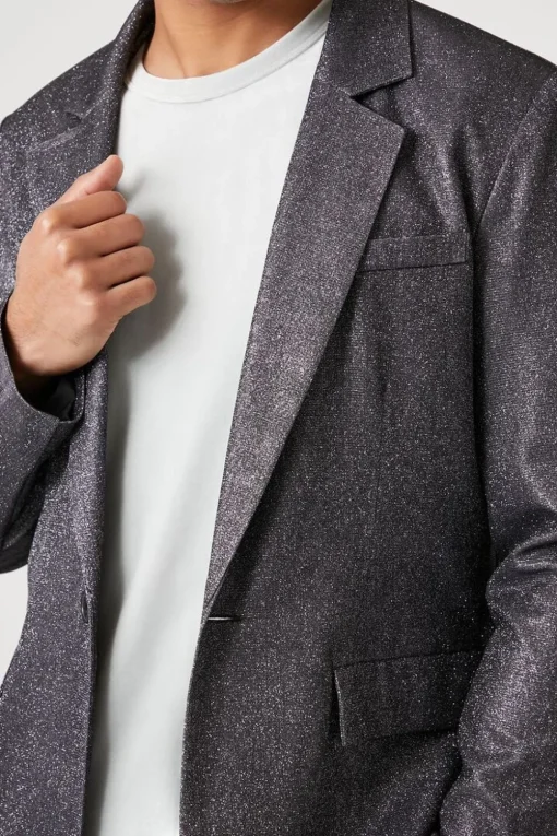 Glitter Knit Open-Front Blazer