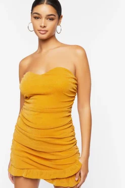 Glitter Knit Ruched Mini Dress